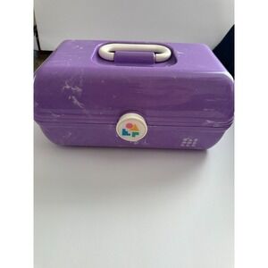 Vintage Caboodle Makeup Case Purple Marble Swirl With Mirror And Tray EUC